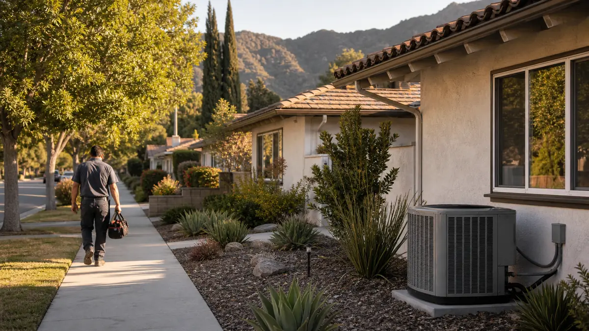 Carrier condenser service on a Rossmoyne period-revival home in Glendale